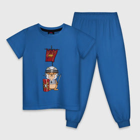 Детская пижама хлопок с принтом Хомячок-воин! в Тюмени, 100% хлопок |  брюки и футболка прямого кроя, без карманов, на брюках мягкая резинка на поясе и по низу штанин
 | легионер | рим | хомяк