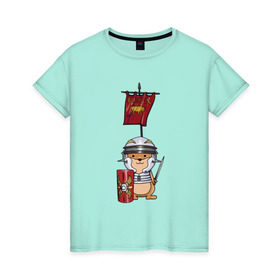 Женская футболка хлопок с принтом Хомячок-воин! в Тюмени, 100% хлопок | прямой крой, круглый вырез горловины, длина до линии бедер, слегка спущенное плечо | легионер | рим | хомяк