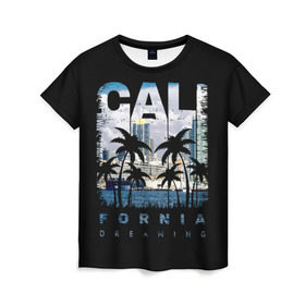 Женская футболка 3D с принтом Калифорния в Тюмени, 100% полиэфир ( синтетическое хлопкоподобное полотно) | прямой крой, круглый вырез горловины, длина до линии бедер | america | beach | california state | los angeles | palm trees | sea | states | united | usa | америки | калифорния | лос анджелес | море | пальмы | пляж | соединенные | сша | штат | штаты