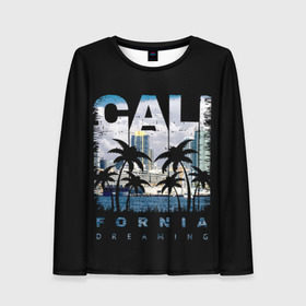 Женский лонгслив 3D с принтом Калифорния в Тюмени, 100% полиэстер | длинные рукава, круглый вырез горловины, полуприлегающий силуэт | america | beach | california state | los angeles | palm trees | sea | states | united | usa | америки | калифорния | лос анджелес | море | пальмы | пляж | соединенные | сша | штат | штаты