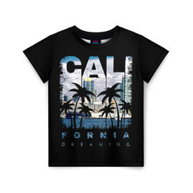 Детская футболка 3D с принтом Калифорния в Тюмени, 100% гипоаллергенный полиэфир | прямой крой, круглый вырез горловины, длина до линии бедер, чуть спущенное плечо, ткань немного тянется | america | beach | california state | los angeles | palm trees | sea | states | united | usa | америки | калифорния | лос анджелес | море | пальмы | пляж | соединенные | сша | штат | штаты