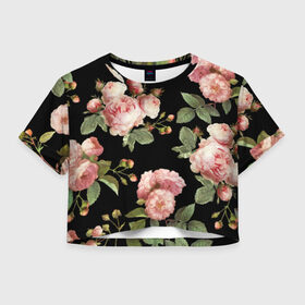 Женская футболка 3D укороченная с принтом Twenty One Pilots, розы как у Тайлера в Тюмени, 100% полиэстер | круглая горловина, длина футболки до линии талии, рукава с отворотами | 21 пилотс | twentyonepilots | розы как у тайлера
