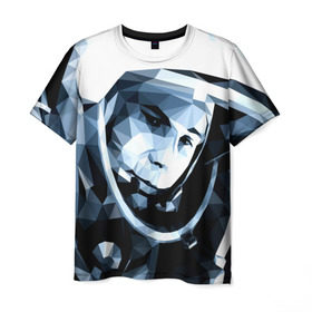 Мужская футболка 3D с принтом Гагарин в Тюмени, 100% полиэфир | прямой крой, круглый вырез горловины, длина до линии бедер | Тематика изображения на принте: поехали | полигоны | юрий