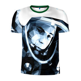 Мужская футболка 3D спортивная с принтом Гагарин в Тюмени, 100% полиэстер с улучшенными характеристиками | приталенный силуэт, круглая горловина, широкие плечи, сужается к линии бедра | Тематика изображения на принте: поехали | полигоны | юрий