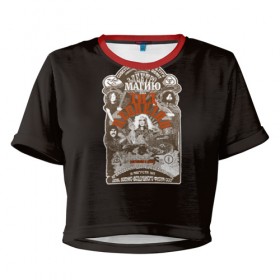 Женская футболка 3D укороченная с принтом Led Zeppelin в Тюмени, 100% полиэстер | круглая горловина, длина футболки до линии талии, рукава с отворотами | 