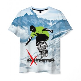 Мужская футболка 3D с принтом Extreme в Тюмени, 100% полиэфир | прямой крой, круглый вырез горловины, длина до линии бедер | Тематика изображения на принте: extreme | snowboard | сноуборд | экстрим