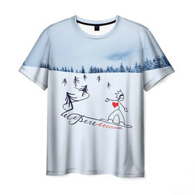 Мужская футболка 3D с принтом Шерегеш в Тюмени, 100% полиэфир | прямой крой, круглый вырез горловины, длина до линии бедер | gesh | геш | лыжи | лыжник | сноуборд | шерегеш | шершавель