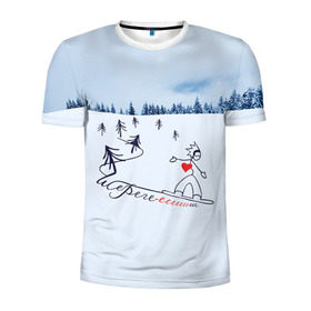 Мужская футболка 3D спортивная с принтом Шерегеш в Тюмени, 100% полиэстер с улучшенными характеристиками | приталенный силуэт, круглая горловина, широкие плечи, сужается к линии бедра | gesh | геш | лыжи | лыжник | сноуборд | шерегеш | шершавель