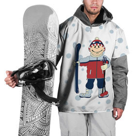 Накидка на куртку 3D с принтом Лыжник в Тюмени, 100% полиэстер |  | Тематика изображения на принте: 
