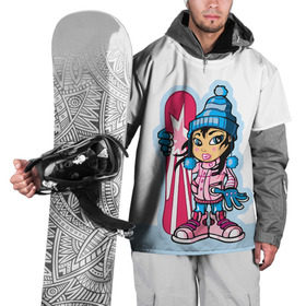 Накидка на куртку 3D с принтом Snowboard girl 3 в Тюмени, 100% полиэстер |  | extreme | girl | snowboard | девушка | сноуборд | экстрим