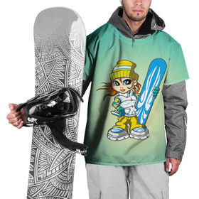 Накидка на куртку 3D с принтом Snowboard girl 1 в Тюмени, 100% полиэстер |  | extreme | girl | snowboard | девушка | сноуборд | экстрим