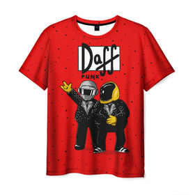 Мужская футболка 3D с принтом Daff Punk в Тюмени, 100% полиэфир | прямой крой, круглый вырез горловины, длина до линии бедер | donut | homer | music | simpson | барт | гомер | музыка | пончик | симпсон