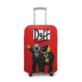 Чехол для чемодана 3D с принтом Daff Punk в Тюмени, 86% полиэфир, 14% спандекс | двустороннее нанесение принта, прорези для ручек и колес | donut | homer | music | simpson | барт | гомер | музыка | пончик | симпсон