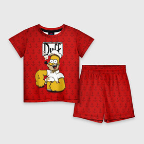 Детский костюм с шортами 3D с принтом Duff Beer в Тюмени,  |  | Тематика изображения на принте: bart | donut | griffin | homer | popeye | simpson | барт | гомер | гриффин | капитан | моряк | симпсон | стьюи | якорь