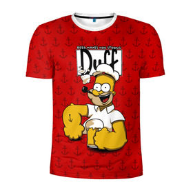 Мужская футболка 3D спортивная с принтом Duff Beer в Тюмени, 100% полиэстер с улучшенными характеристиками | приталенный силуэт, круглая горловина, широкие плечи, сужается к линии бедра | bart | donut | griffin | homer | popeye | simpson | барт | гомер | гриффин | капитан | моряк | симпсон | стьюи | якорь