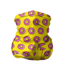 Бандана-труба 3D с принтом Пончики Гомера Симпсона в Тюмени, 100% полиэстер, ткань с особыми свойствами — Activecool | плотность 150‒180 г/м2; хорошо тянется, но сохраняет форму | Тематика изображения на принте: donut | homer | simpson | гомер | еда | плюшка | пончик | симпсон