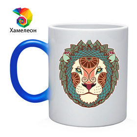 Кружка хамелеон с принтом лев в Тюмени, керамика | меняет цвет при нагревании, емкость 330 мл | знаки зодиака