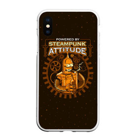 Чехол для iPhone XS Max матовый с принтом Steampunk Attitude в Тюмени, Силикон | Область печати: задняя сторона чехла, без боковых панелей | Тематика изображения на принте: bender | fry | futurama | hermes | robot | zoidberg | бендер | гермес | зойдберг | робот | туранга | фрай | футурама