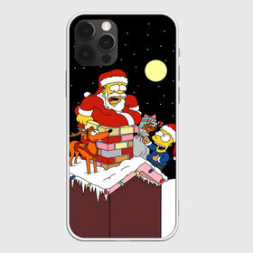 Чехол для iPhone 12 Pro Max с принтом Симпсон - Санта Клаус в Тюмени, Силикон |  | bart | christmas | happy new year | homer simpson | the simpsons | барт | гомер | дед мороз | луна | новый год | олень | подарки | санта | снег | собака | сосульки