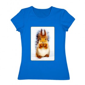Женская футболка хлопок с принтом Белка в Тюмени, 100% хлопок | прямой крой, круглый вырез горловины, длина до линии бедер, слегка спущенное плечо | белка | дети | любовь | радость | ребенок
