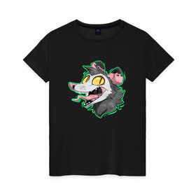 Женская футболка хлопок с принтом Опоссум в Тюмени, 100% хлопок | прямой крой, круглый вырез горловины, длина до линии бедер, слегка спущенное плечо | animal | mouse | opossum | rat | животное | крыса | мышь | опоссум
