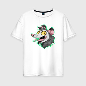 Женская футболка хлопок Oversize с принтом Опоссум в Тюмени, 100% хлопок | свободный крой, круглый ворот, спущенный рукав, длина до линии бедер
 | animal | mouse | opossum | rat | животное | крыса | мышь | опоссум