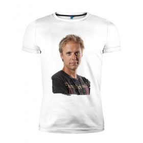 Мужская футболка премиум с принтом Armin van Buuren (retro style) в Тюмени, 92% хлопок, 8% лайкра | приталенный силуэт, круглый вырез ворота, длина до линии бедра, короткий рукав | 