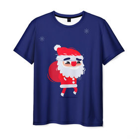 Мужская футболка 3D с принтом Санта в Тюмени, 100% полиэфир | прямой крой, круглый вырез горловины, длина до линии бедер | christmas | new year | winter | дед мороз | зима | новый год | рождество