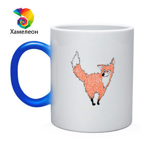 Кружка хамелеон с принтом Crazy fox в Тюмени, керамика | меняет цвет при нагревании, емкость 330 мл | crazy | fox | безумная | веселая | лиса | лисичка | лисички тупички