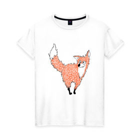 Женская футболка хлопок с принтом Crazy fox в Тюмени, 100% хлопок | прямой крой, круглый вырез горловины, длина до линии бедер, слегка спущенное плечо | crazy | fox | безумная | веселая | лиса | лисичка | лисички тупички