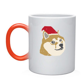 Кружка хамелеон с принтом Doge новогодний в Тюмени, керамика | меняет цвет при нагревании, емкость 330 мл | doge | doge новогодний | интернет приколы | новый год | подарок на новый год