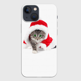 Чехол для iPhone 13 mini с принтом Новогодняя Киса в Тюмени,  |  | cat | christmas | new year | winter | дед мороз | зима | кисы | кошки | новый год | рождество