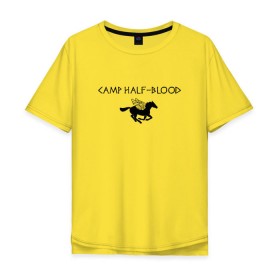 Мужская футболка хлопок Oversize с принтом Camp Half-Blood в Тюмени, 100% хлопок | свободный крой, круглый ворот, “спинка” длиннее передней части | halfblood | percy jackson | перси джексон