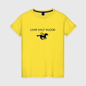 Женская футболка хлопок с принтом Camp Half-Blood в Тюмени, 100% хлопок | прямой крой, круглый вырез горловины, длина до линии бедер, слегка спущенное плечо | halfblood | percy jackson | перси джексон