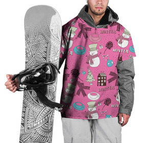 Накидка на куртку 3D с принтом Снеговики в Тюмени, 100% полиэстер |  | Тематика изображения на принте: 