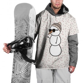 Накидка на куртку 3D с принтом Крутой снеговик 2 в Тюмени, 100% полиэстер |  | зима | новогодний | очки | паттерн | рождество | снежинки