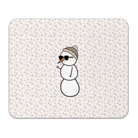 Коврик для мышки прямоугольный с принтом Крутой снеговик 2 в Тюмени, натуральный каучук | размер 230 х 185 мм; запечатка лицевой стороны | зима | новогодний | очки | паттерн | рождество | снежинки
