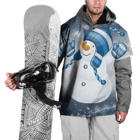 Накидка на куртку 3D с принтом С Новым годом! в Тюмени, 100% полиэстер |  | Тематика изображения на принте: рождество | снеговик | снежинки