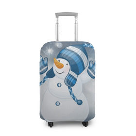 Чехол для чемодана 3D с принтом С Новым годом! в Тюмени, 86% полиэфир, 14% спандекс | двустороннее нанесение принта, прорези для ручек и колес | рождество | снеговик | снежинки