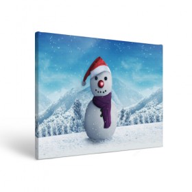 Холст прямоугольный с принтом Снеговик в Тюмени, 100% ПВХ |  | happy new year | блеск | ёлка | зима | игрушки. праздник | конфетти | новый год | подарки | снег