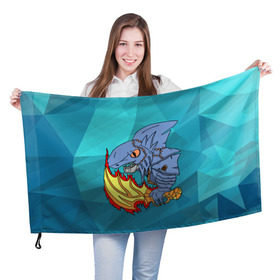 Флаг 3D с принтом Акула Сларк с Кинжалом в Тюмени, 100% полиэстер | плотность ткани — 95 г/м2, размер — 67 х 109 см. Принт наносится с одной стороны | dota 2 | slark | акула | дота | кери | рыбка | сларк