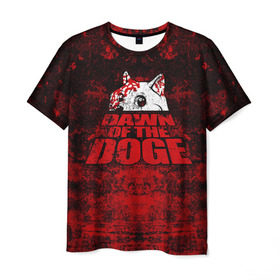 Мужская футболка 3D с принтом Dawn of the Doge в Тюмени, 100% полиэфир | прямой крой, круглый вырез горловины, длина до линии бедер | Тематика изображения на принте: dog | doge | walking dead | zombie | додж | зомби | мем | собака | ходячие мертвецы