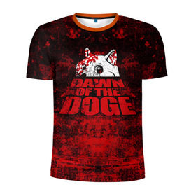 Мужская футболка 3D спортивная с принтом Dawn of the Doge в Тюмени, 100% полиэстер с улучшенными характеристиками | приталенный силуэт, круглая горловина, широкие плечи, сужается к линии бедра | dog | doge | walking dead | zombie | додж | зомби | мем | собака | ходячие мертвецы