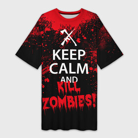 Платье-футболка 3D с принтом Keep Calm  Kill Zombies в Тюмени,  |  | bone | carl | rick | skelet | skull | walking dead | zombie | граймс | зомби | карл | нежить | нечисть | рик | скелет | ходячие мертвецы | череп