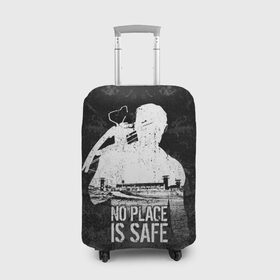 Чехол для чемодана 3D с принтом No Place is Safe в Тюмени, 86% полиэфир, 14% спандекс | двустороннее нанесение принта, прорези для ручек и колес | bone | carl | rick | skelet | skull | walking dead | zombie | граймс | зомби | карл | кости | рик | скелет | ходячие мертвецы | череп