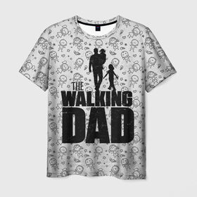 Мужская футболка 3D с принтом Walking Dad в Тюмени, 100% полиэфир | прямой крой, круглый вырез горловины, длина до линии бедер | carl | dad | rick | walking dead | zombie | дети | дочь | зомби | отец | папа | сын | ходячие мертвецы