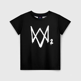 Детская футболка 3D с принтом Watch Dogs 2 лого в Тюмени, 100% гипоаллергенный полиэфир | прямой крой, круглый вырез горловины, длина до линии бедер, чуть спущенное плечо, ткань немного тянется | logo | watchdogs