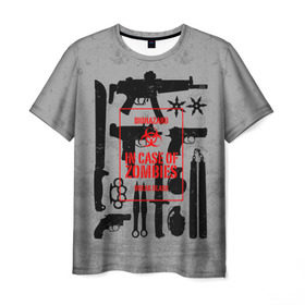Мужская футболка 3D с принтом Арсенал против зомби в Тюмени, 100% полиэфир | прямой крой, круглый вырез горловины, длина до линии бедер | bone | carl | rick | skelet | skull | walking dead | zombie | автомат | арсенал | граймс | граната | зомби | карл | оружие | пистолет | рик | ходячие мертвецы