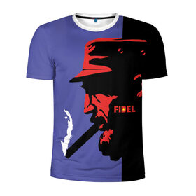 Мужская футболка 3D спортивная с принтом Fidel в Тюмени, 100% полиэстер с улучшенными характеристиками | приталенный силуэт, круглая горловина, широкие плечи, сужается к линии бедра | castro | che | fidel | guevara | гевара | кастро | фидель | че