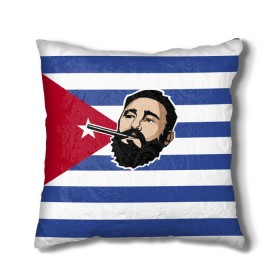 Подушка 3D с принтом Fidel Castro в Тюмени, наволочка – 100% полиэстер, наполнитель – холлофайбер (легкий наполнитель, не вызывает аллергию). | состоит из подушки и наволочки. Наволочка на молнии, легко снимается для стирки | castro | che | fidel | guevara | гевара | кастро | фидель | че